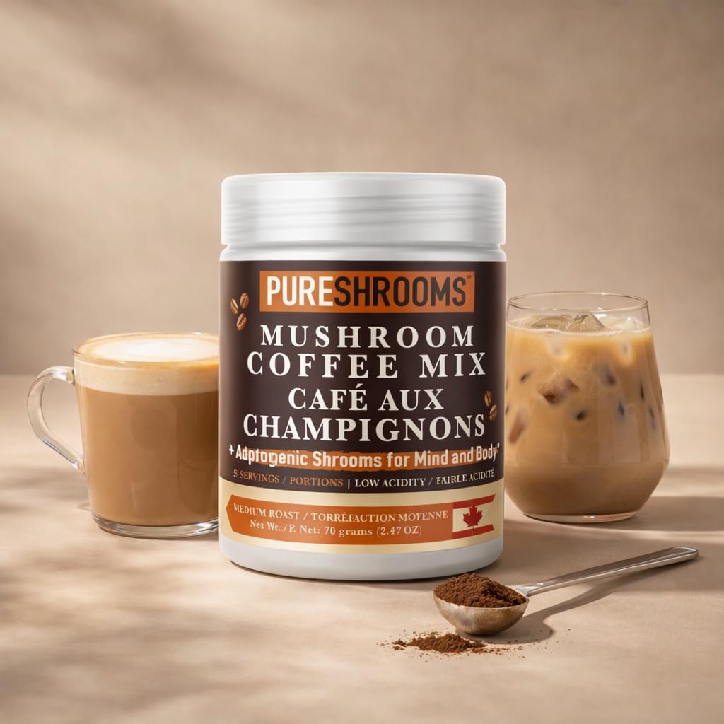 PureShrooms Mind & Body Mushroom Coffee - Instant Colombian Arabica with Organic Lion’s Mane, Reishi & Cordyceps - Low Acidity Nootropic Superfood Beverage for Focus & Vitality, 35 Servings/70g