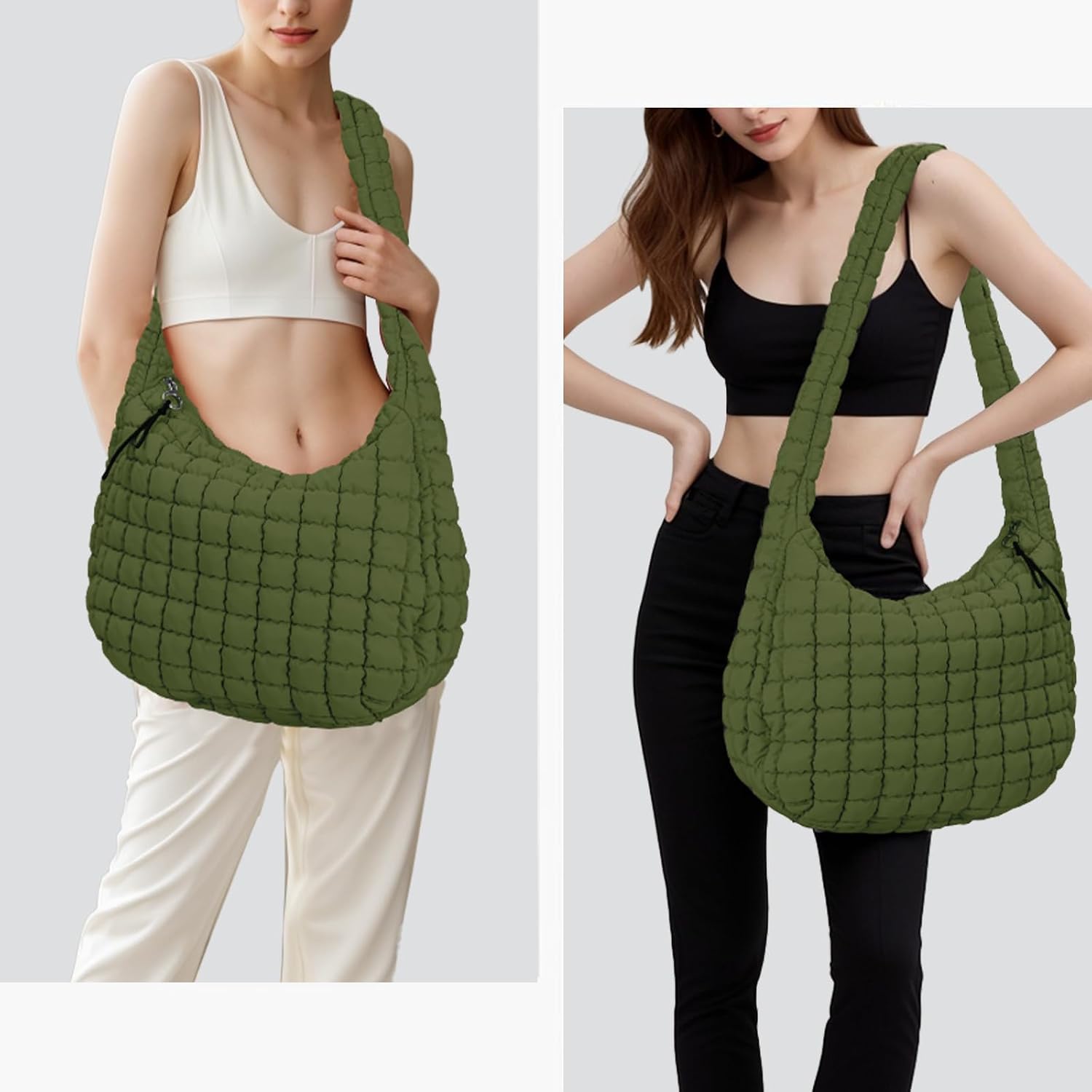 Puffer Tote Bag for Women Large Quilted Puffy Lightweight Carryall Crossbody Tote Bag for Women