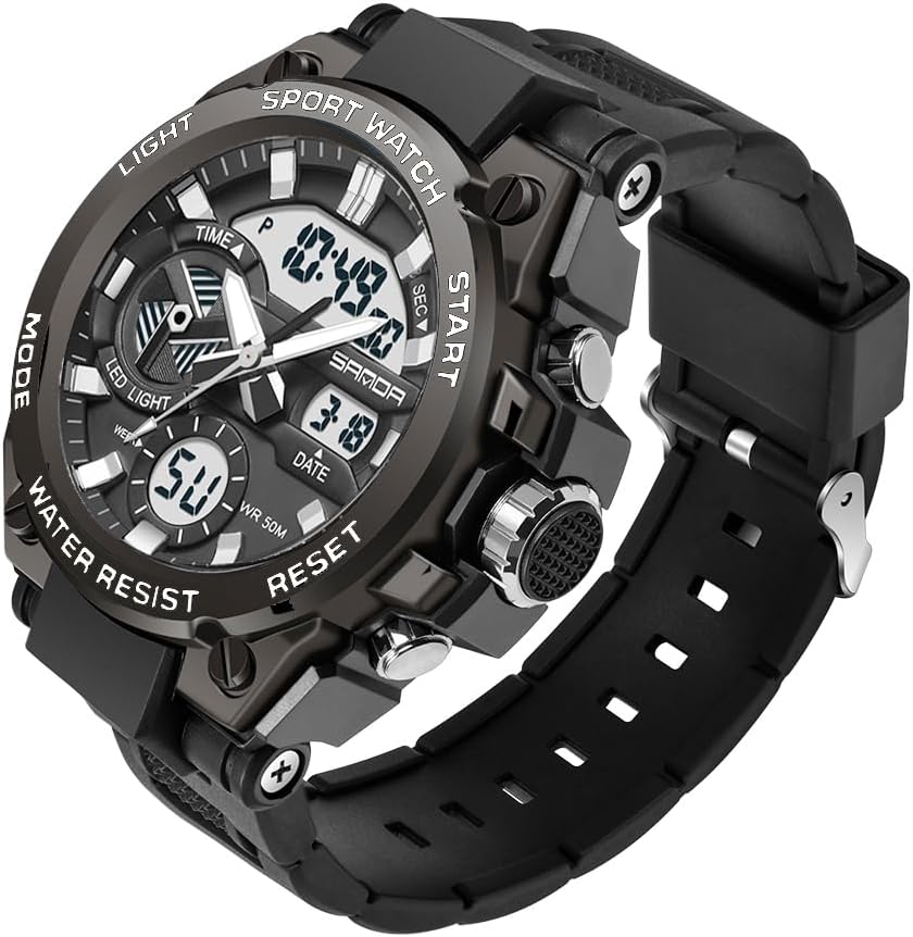 KXAITO Men's Watches Sports Outdoor Waterproof Military Watch Date Multi Function Tactics LED Alarm Stopwatch