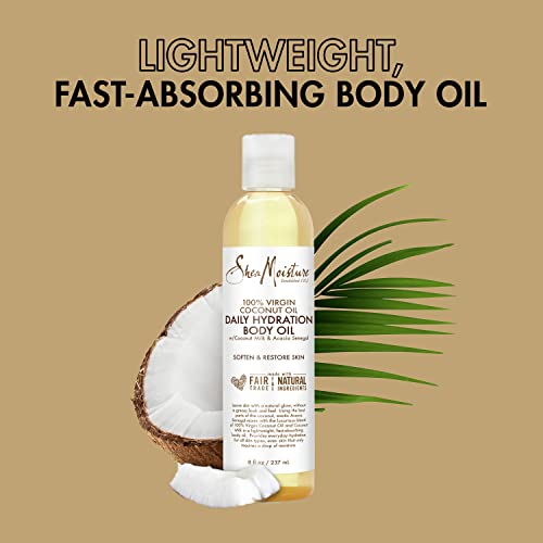 SheaMoisture Daily Hydration Body Oil Virgin Coconut Oil 8 oz | For Dry Skin Paraben Free