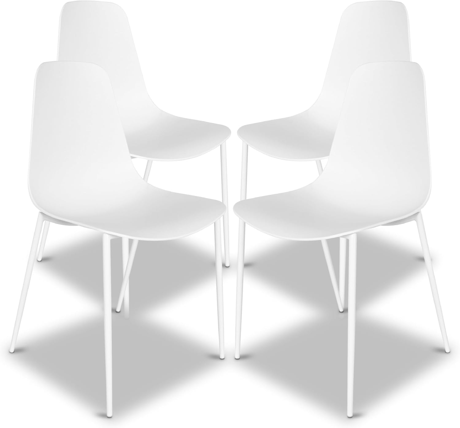 Poly & BARK Isla Modern Kitchen Chairs Set of 4 - Plastic Dining Chair with Metal Legs - Quick Assembly Simple Cafe Chairs Plastic for Indoor or
