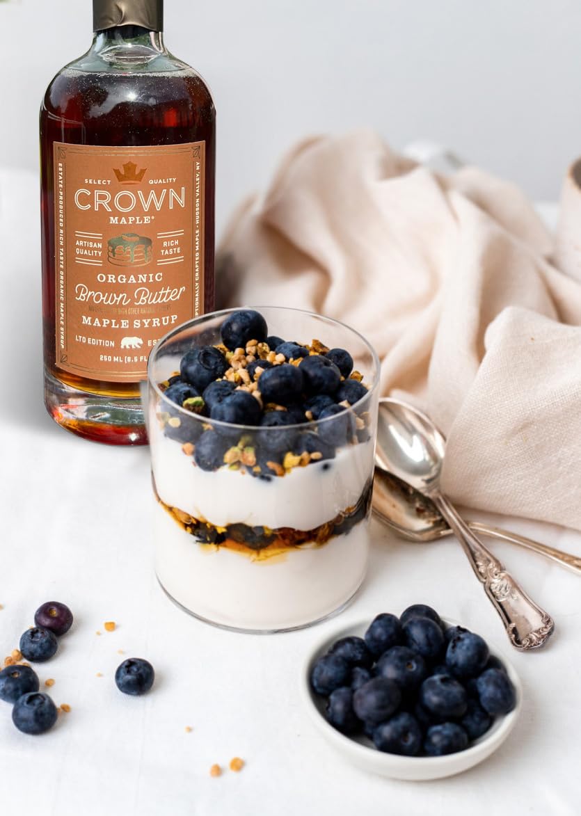 Crown Maple Organic Madagascar Vanilla Maple Syrup, Real Vanilla Bean, Pancakes, Baking, Cocktails & Brunch, 12.7 Fl Oz