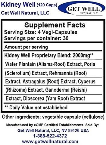 Kidney Well II (120 Capsules) 2 Pack, Full Spectrum, Concentrated Herbal Extract Blend, All Natural Dietary Supplement with No Fillers
