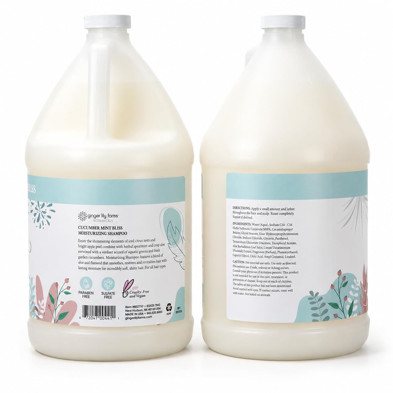 Ginger Lily Farms Botanicals Moisturizing Shampoo for All Hair Types, Coco Mango, 100% Vegan & Cruelty-Free, Coconut Mango Scent, 1 Gallon (128 fl oz) Refill | for Hands, Body & Hair, Moisturizing Wash, Salon Wash, Spa Cleanser, Salon & Spa Essentials, M…