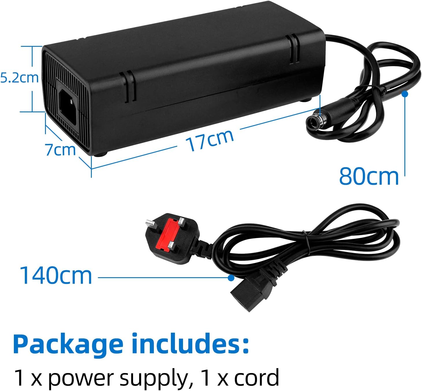OSTENT US AC Adapter Charger Power Supply Cable Cord for Microsoft Xbox 360 E Console