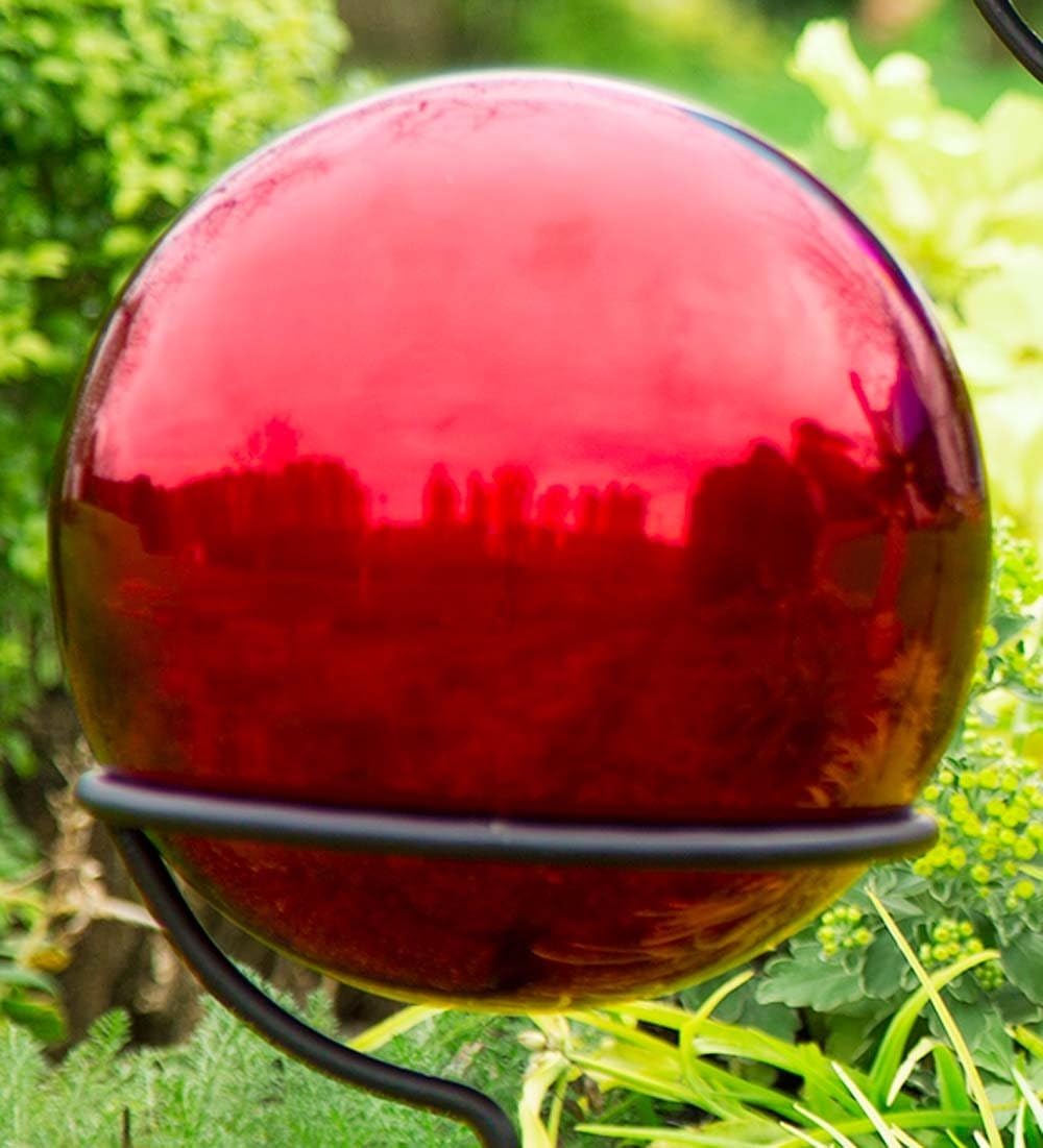 Plow & Hearth 10 Inch Stainless Steel Gazing Ball, Polished Reflective Weather Resistant Garden Globe Mirror Ball Sphere, Garden or Home Decoration