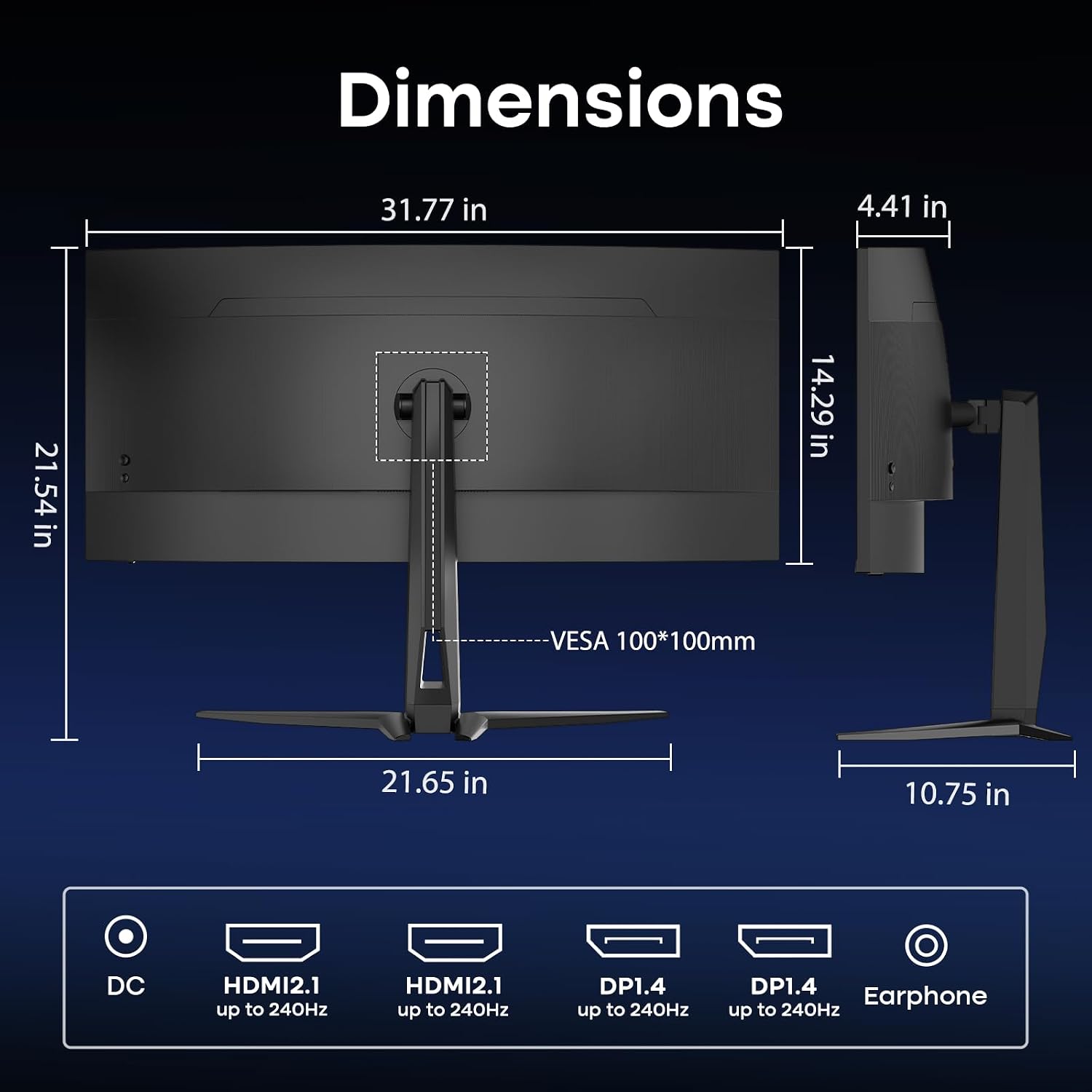 Amzfast 34 Inch Curved Monitor 240Hz UWQHD (3440x1440) Gaming Monitor, 1ms G-SYNC Compatible, 1500R, PIP/PBP, HDR400, 96% DCI-P3, Tilt/Swivel/Height Adjustable, TÜV Rheinland, HDMI 2.1, AMZG34C8 Pro