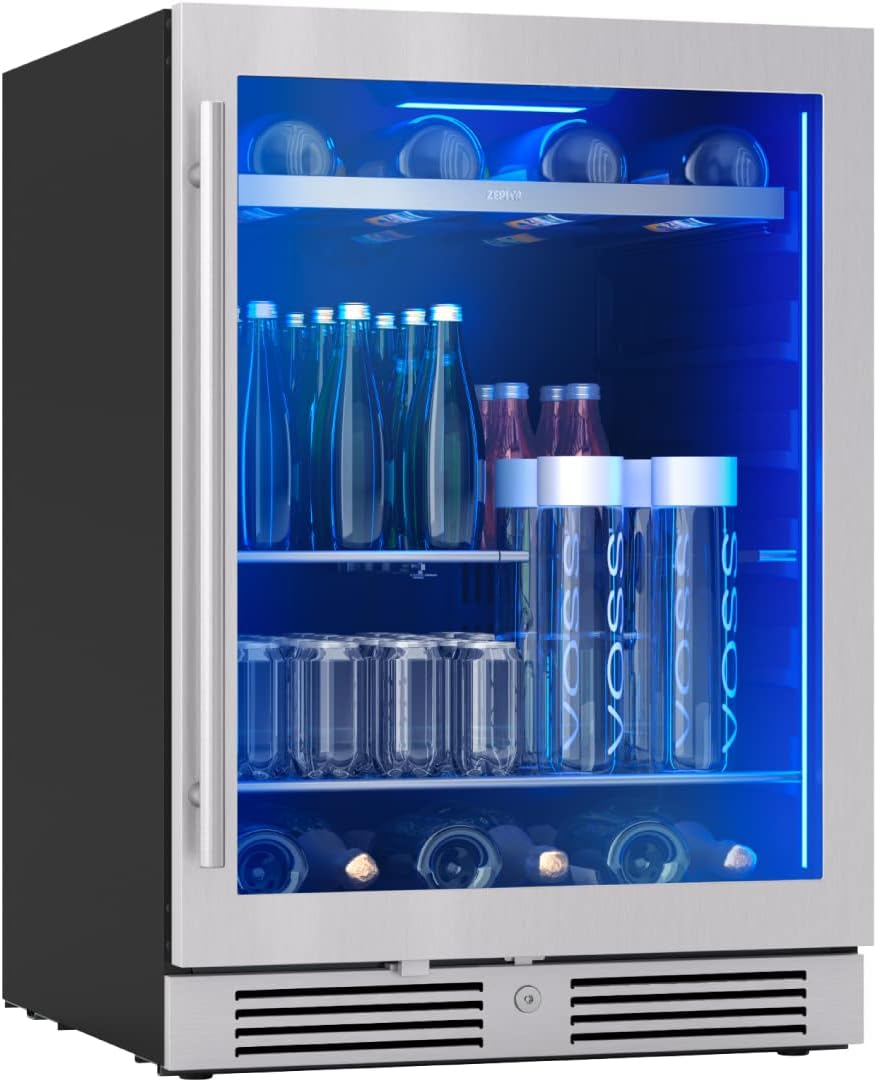 Zephyr Presrv 15 Inch Slim Wine Fridge Beverage Refrigerator Under Counter