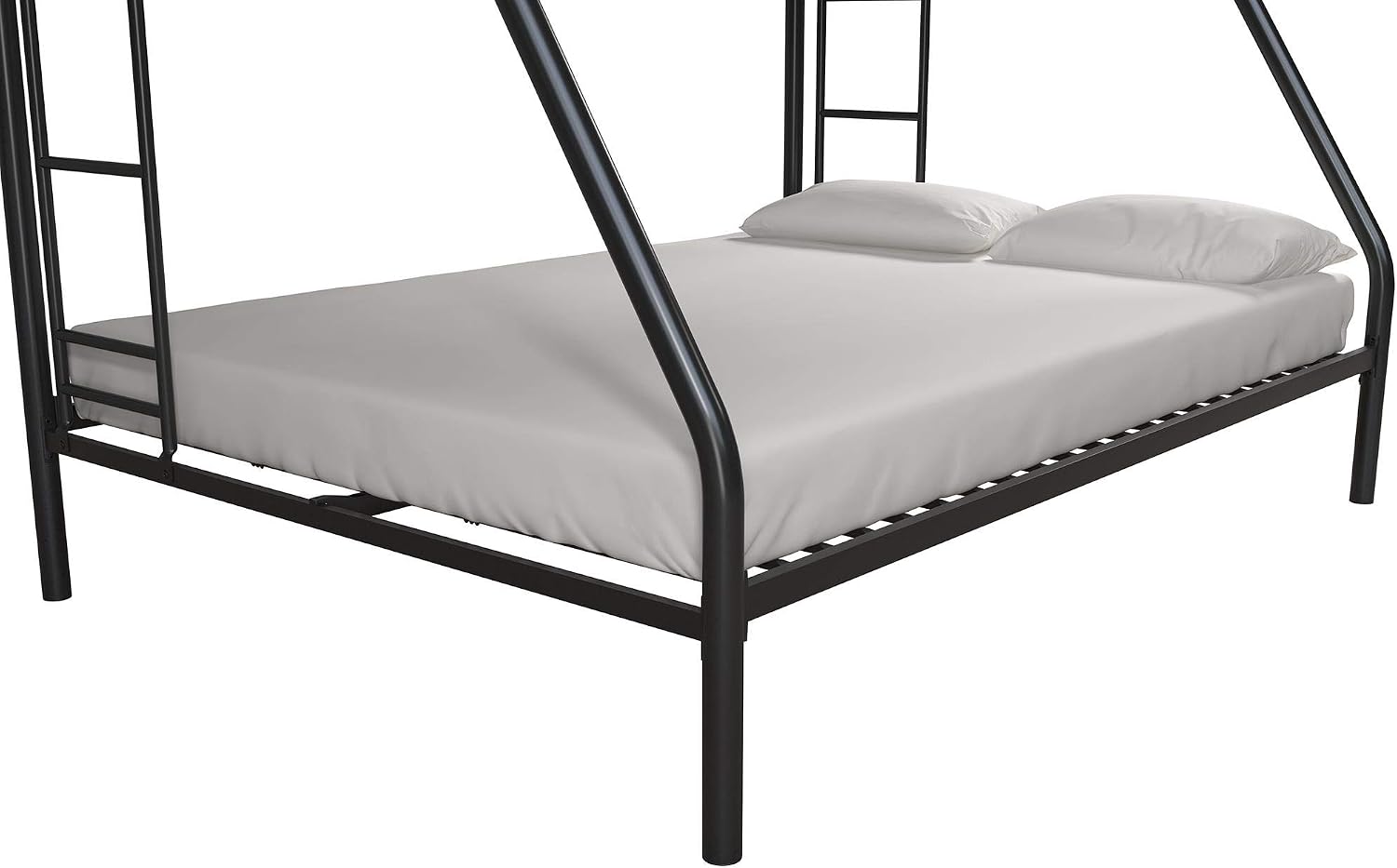DHP Twin-Over-Futon Convertible Couch and Bed with Metal Frame, Ladder and Guardrails - Black