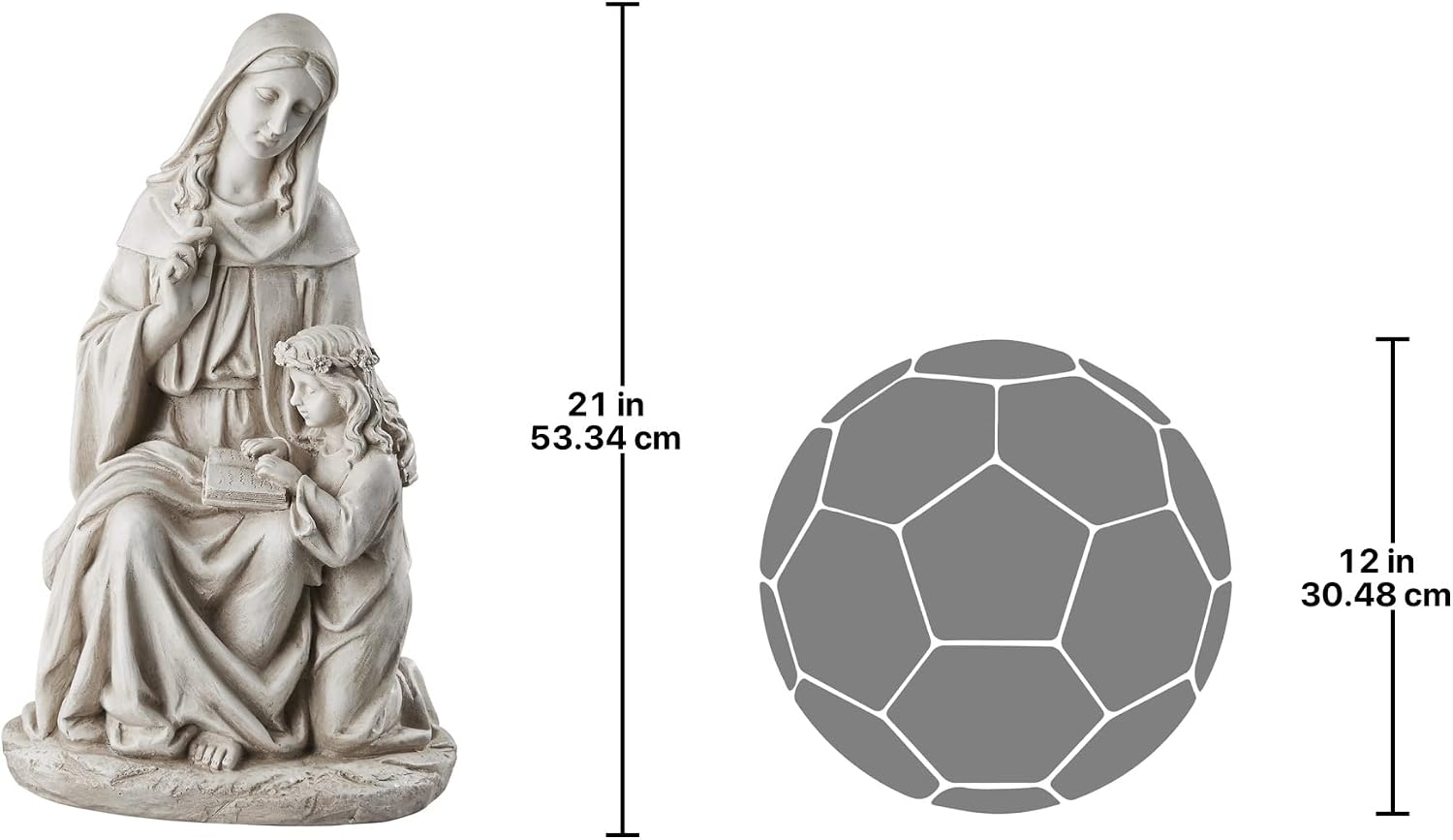 Design Toscano Anne with Young Mother Mary Holy Religious Garden Statue, 12 inches wide, 21 inches tall, Cast Stone Resin, Antique Stone Finish