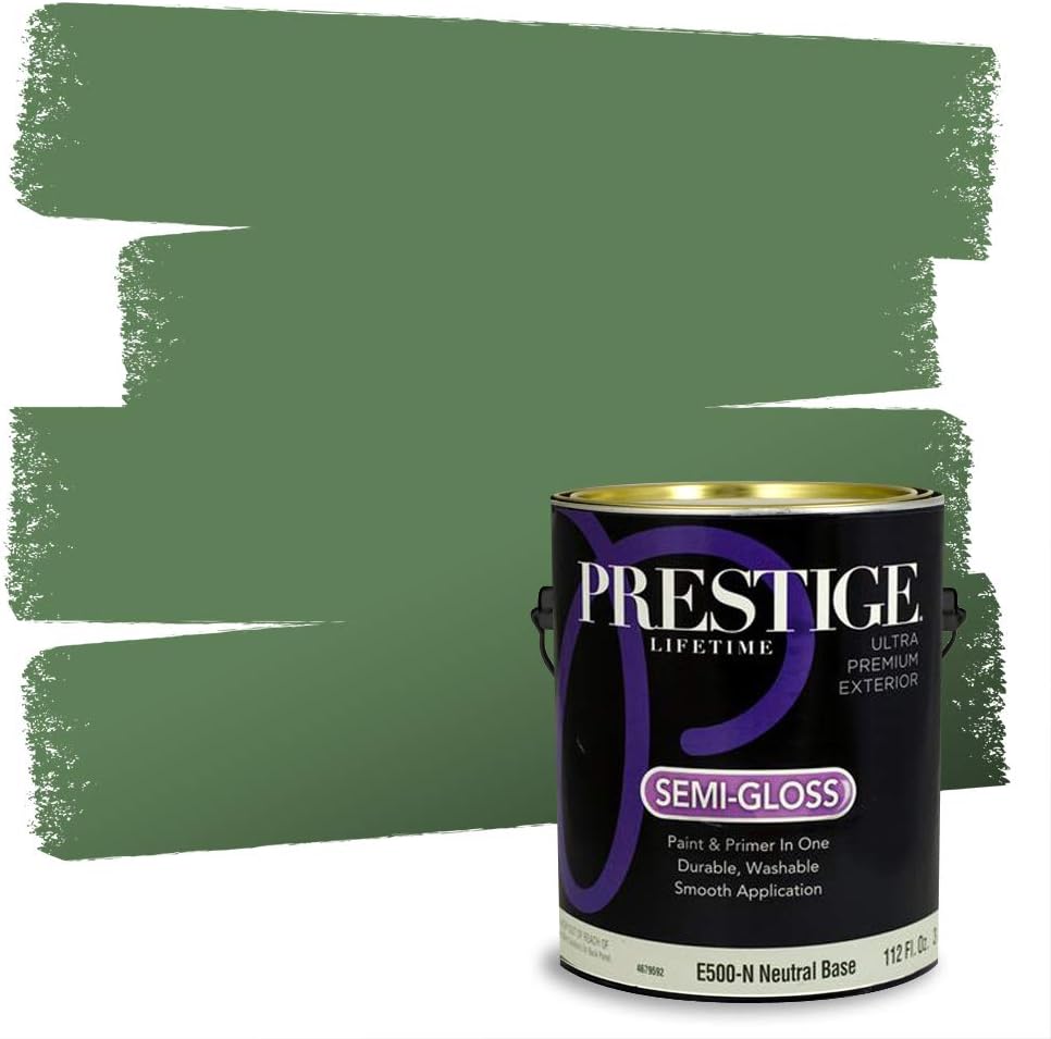 PRESTIGE Paints Exterior Paint and Primer In One, 1-Gallon, Semi-Gloss, Comparable Match of Sherwin Williams* Shamrock*