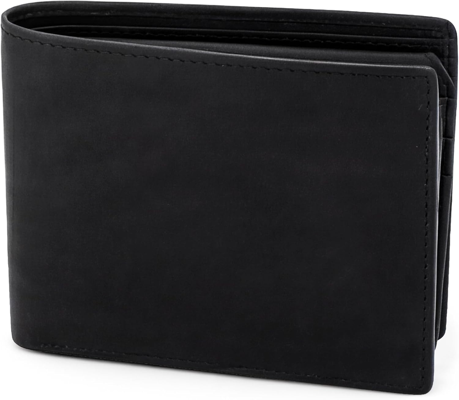Genuine Bison Leather Wallet for Men, RFID Slim, Brown | Genuine bison leather wallet for men with RFID blocking and curved front pocket fit. Rugged slim everyday carry, brown.
