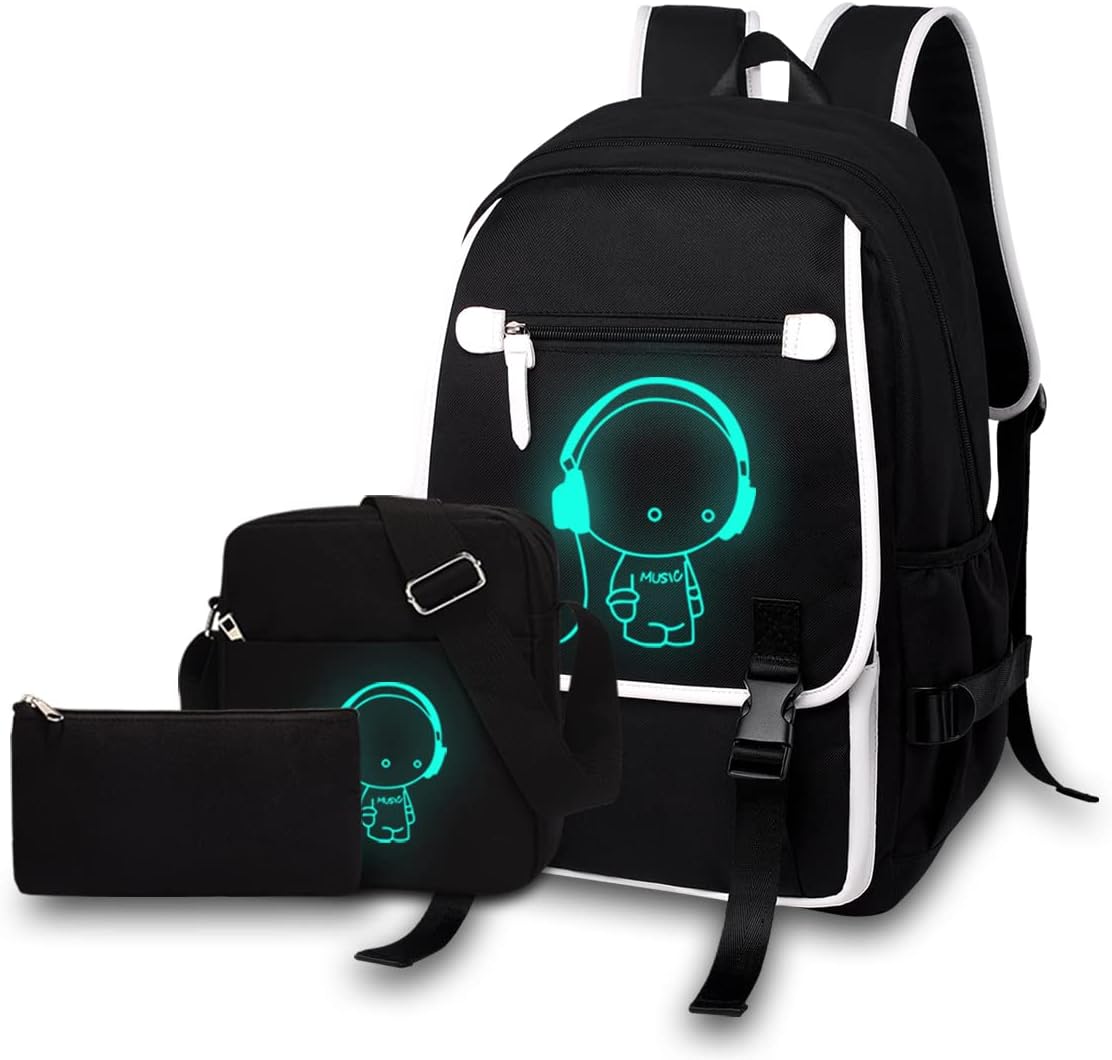Asge Large Nylon Backpacks for Boys & Girls, Waterproof Satchel with Print, School Bags for 8-16 Years