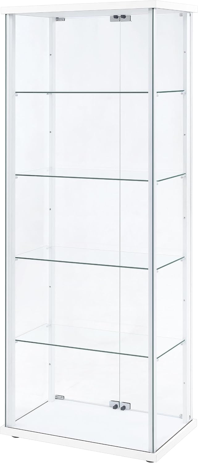 Coaster Home Furnishings - Delphinium - Glass - 4-Shelf Curio Cabinet with Wood Top and Base, Two Doors, and Chrome Hardware - Living Room - 64-Inch - Black - 950170