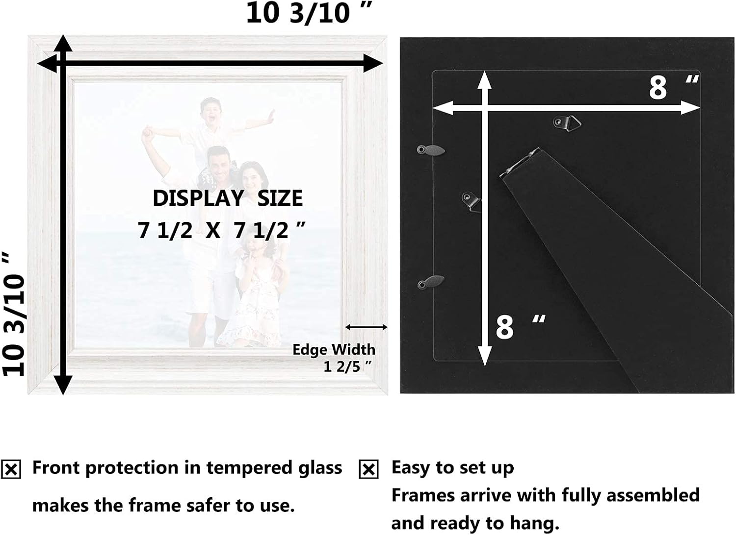 LaVie Home 8x8 Picture Frames (1 Pack, Gold) Square Photo Frame Set with High Definition Glass for Wall Mount & Table Top Display