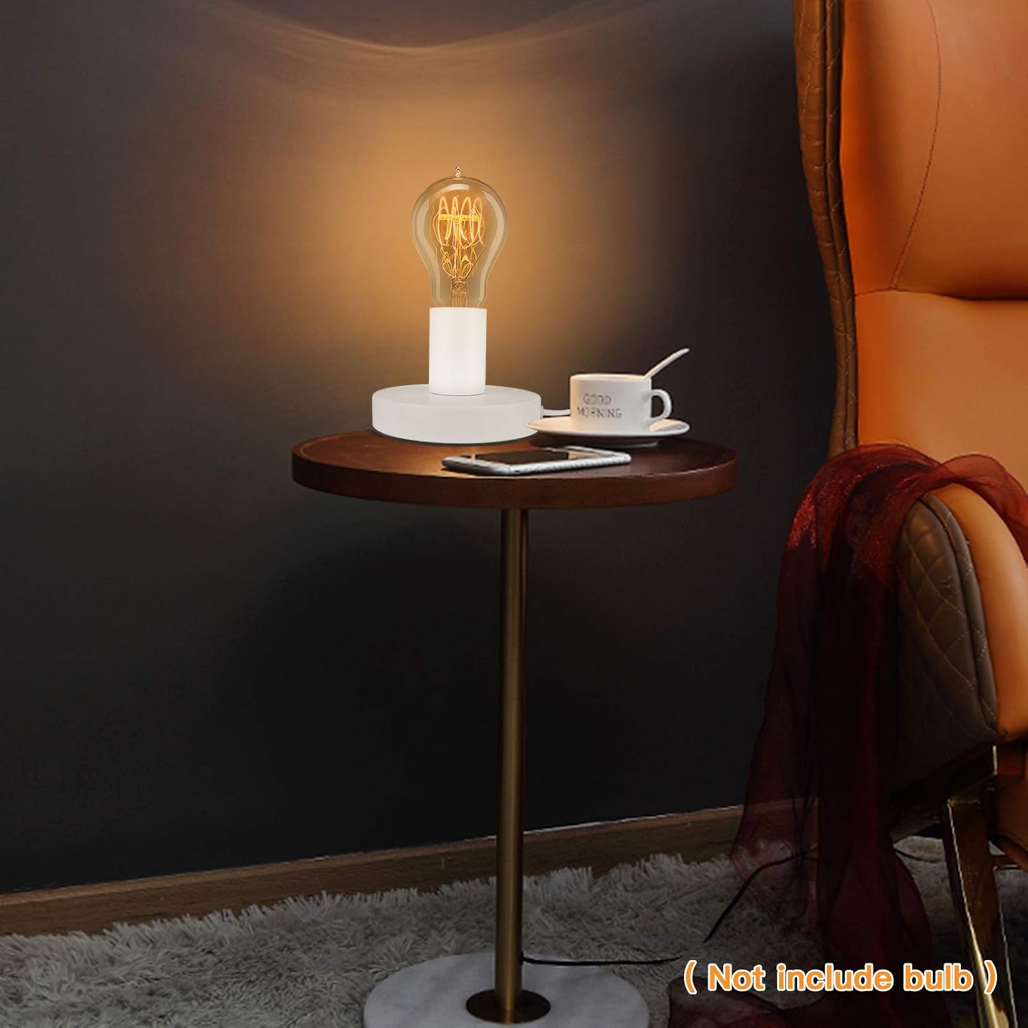 Helunsi Industrial Table Lamp Base, Black E26 E27 Lamp Base Without Shade