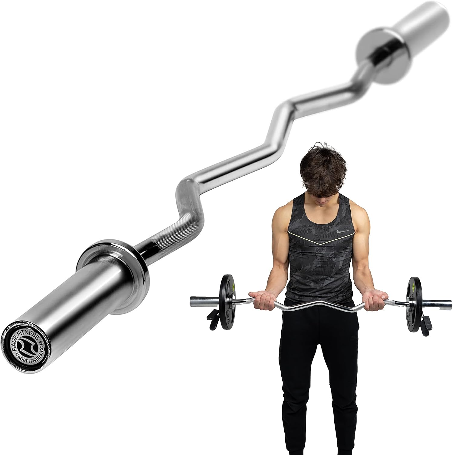 EZ Curl Bar, Alloy Steel Chrome, 47 inch 17lbs Weight, 400lbs Capacity