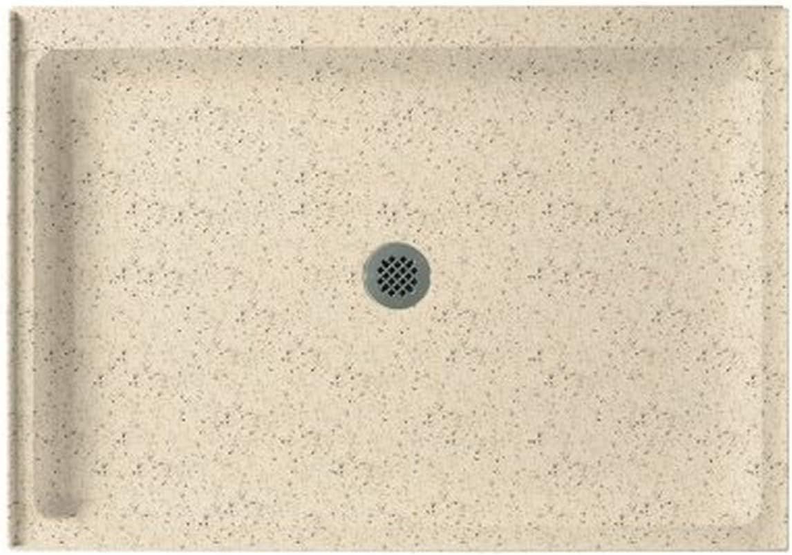 Swan SF03454MD.011 54-in L x 34-in W x 5.5-in H Solid Surface Shower Base, Tahiti White