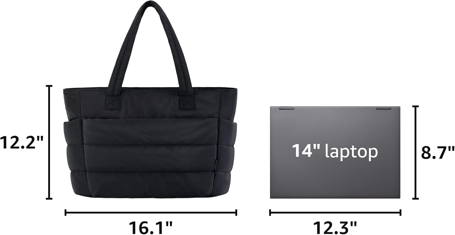 BAGSMART Tote Bag for Women, Lightweight Puffy Tote Bag with Compartments Shoulder Bag Handbag for Travel, Work, Gym | Lightweight