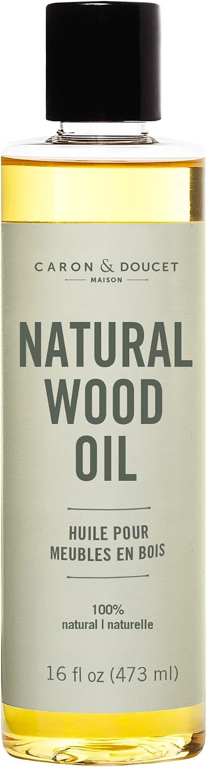 CARON & DOUCET - Natural Wood Conditioning Oil - 100% Plant Based Wood Conditioning and Polishing Oil - Orange Scented - Suitable for Natural Furniture (8oz)