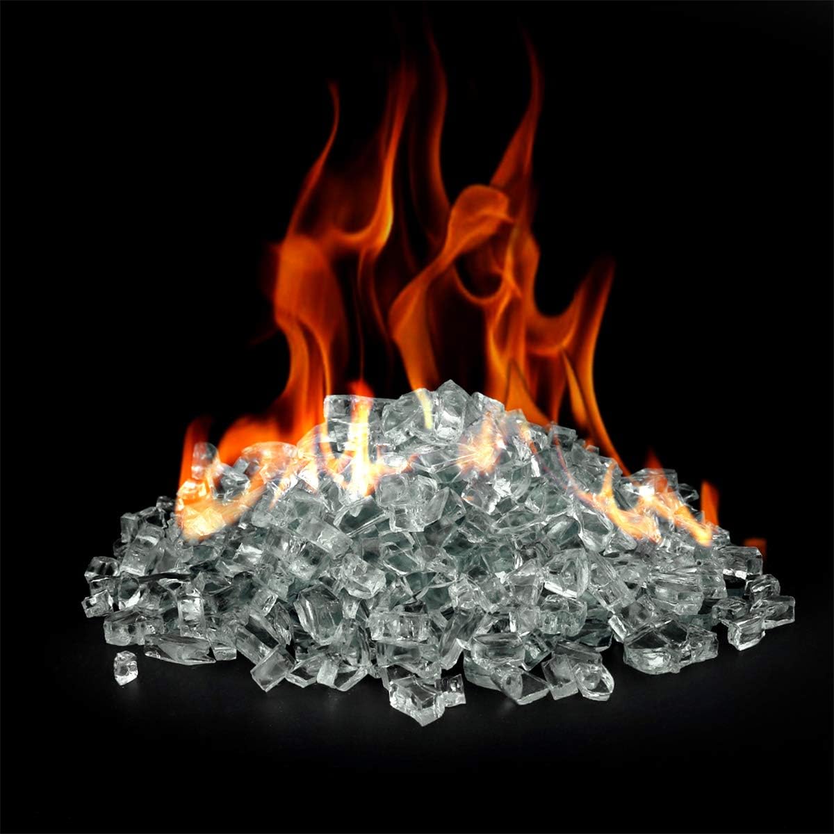 Onlyfire 10 lbs Fire Glass Rocks for Gas Propane Fire Pit and Fireplace