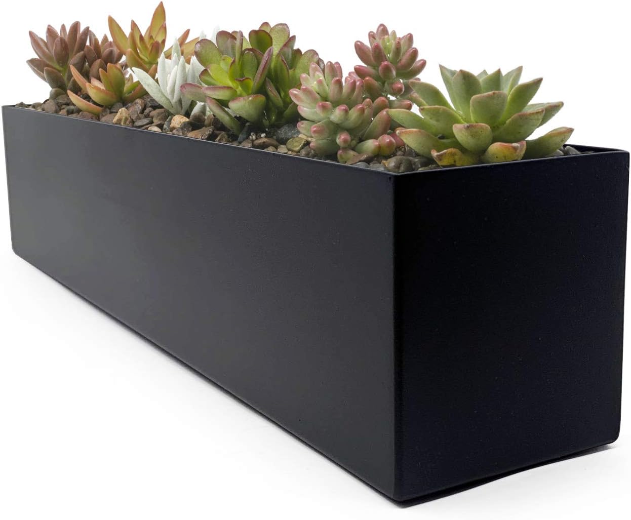 Buhbo Modern Metal Trough Rectangle Planter 32 inch, White