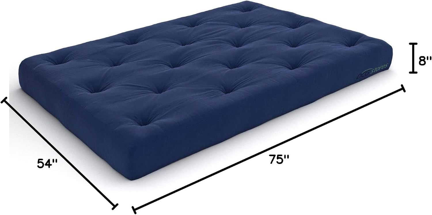 Nirvana Futons Plush, Comfortable 8-Inch Full Futon Mattress, Microfiber Fudge - Made in USA