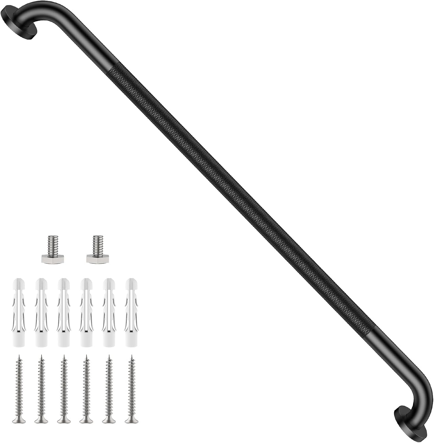 40 Inch Brushed Nickel Shower Grab Bar Anti-Slip Knurled Grip,Safety Handle | YuanDe 1.25" Diameter Stainless Steel Bathroom Grab Bars, Handicap Injury Elderly Senior Assist Support Shower Handle-2Packs
