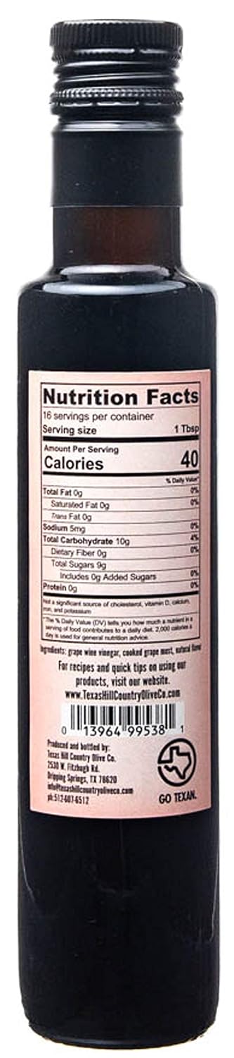 White Lemon Balsamic Vinegar - Gourmet Barrel Aged Infused Balsamic Vinegar - Great for Dressing Dipping Glazing - No Artificial Flavors or Added Sugar - Made in Texas (8.5 oz)