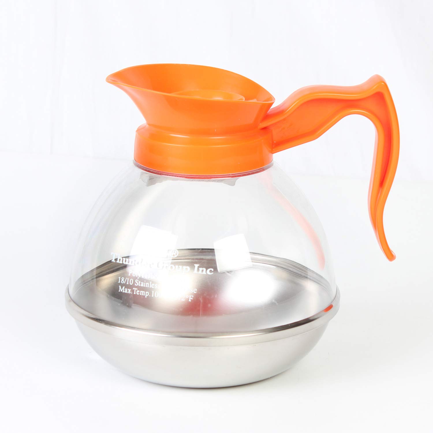 Thunder Group PLCD064D Coffee Decanter, 64 oz. Capacity, Durable Plastic Handle/top, Decaf, Break-Resistant, Polycarbonate Body, Stainless Steel Base