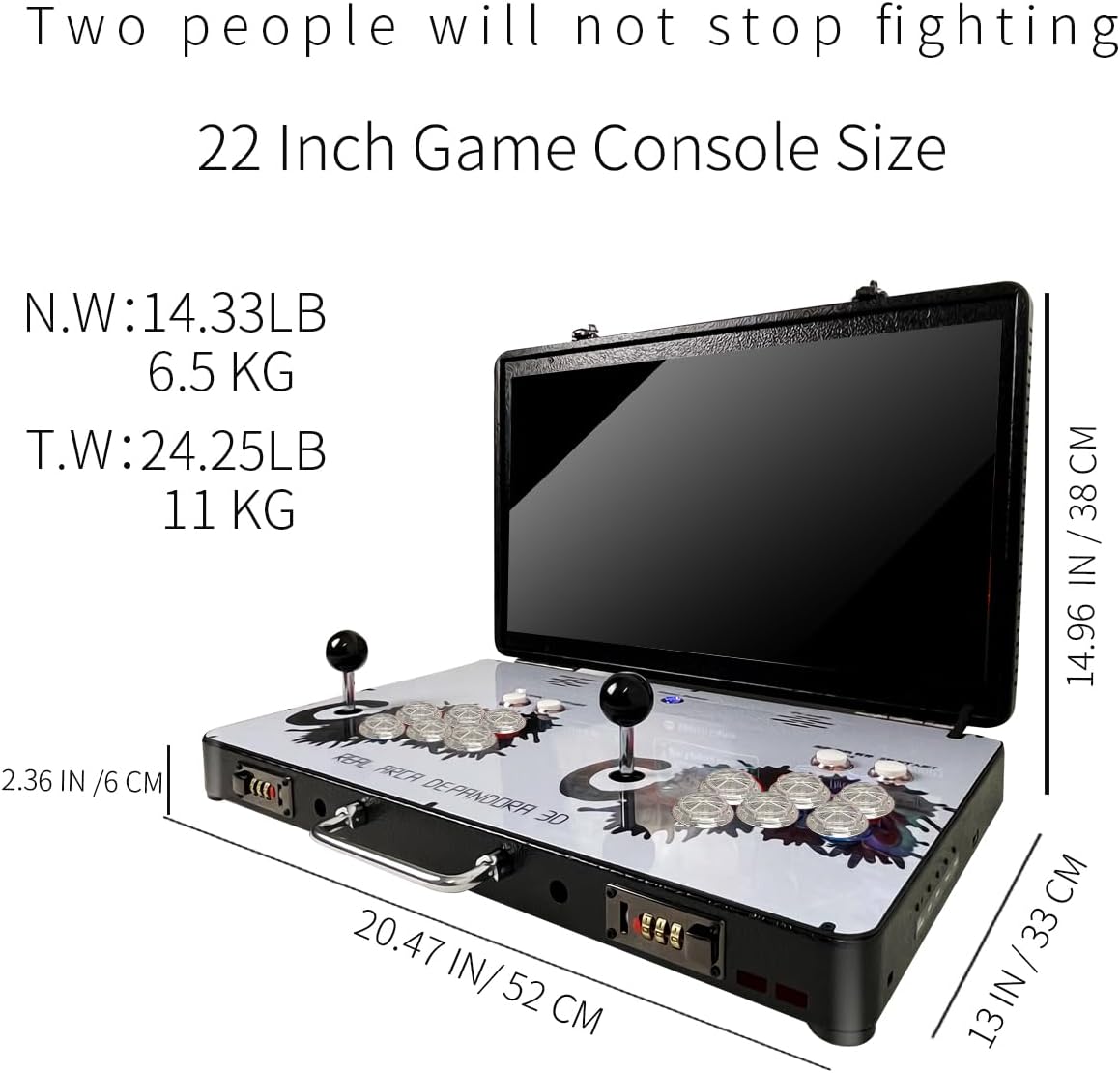 Portable 20000 in 1 Metal Box 3D Arcade Game Console, 22 inch Screen Retro Electronic Game Console, with Search/Hide/Save/Load/Pause Functions