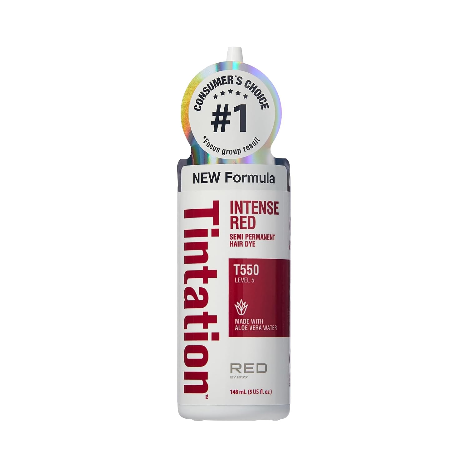 Red by Kiss Tintation Semi-Permanent Hair Color, Aloe Vera Water Based, Argan Oil, Olive Oil, Collagen & Keratin, Long-Lasting Color Dye (Honey Brown, 5 Fl Oz)