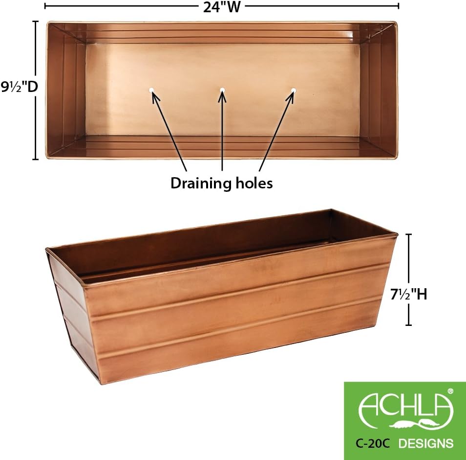 Achla Designs Galvanized Window Flower Box Planter-Green-Medium (24" L x 9.5" W x 7.5" H)