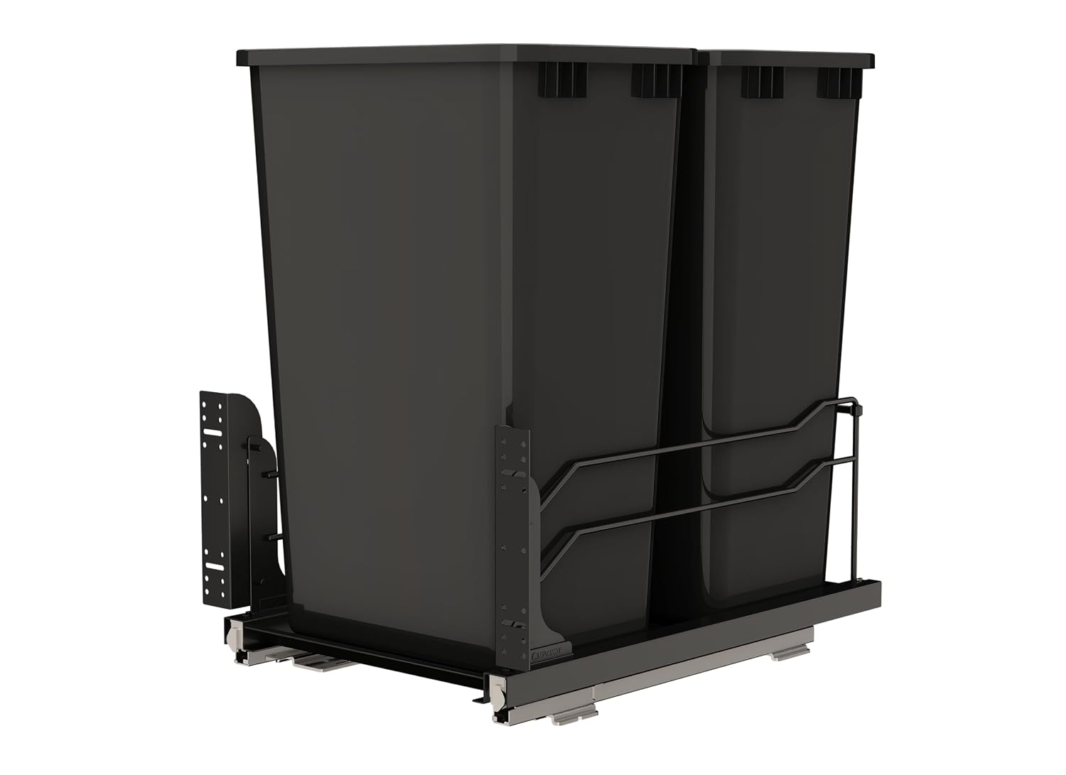 Rev-A-Shelf Double Pullout Trash Can w/Soft-Close Slides, 14.5" Min Opening | Large Capacity Garbage/ Recycling Bins for Full Height Kitchen Cabinets, Heavy Gauge Wire Construction, 53WC-2150SCDM-217