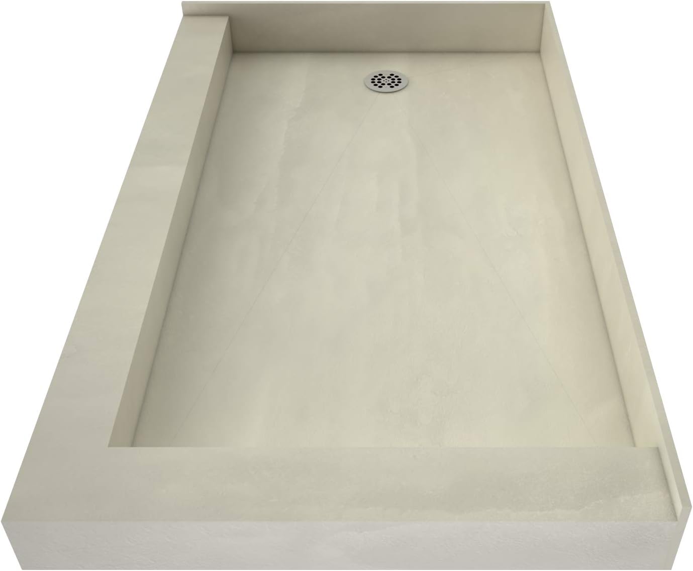 Tile Redi B3754L-DRRDPVZ Shower Pan Kit with Flashing, Left Drain- Double Curb Shower Base, 2" PVC Drain and Plate Included, 54" Width x 37" Depth