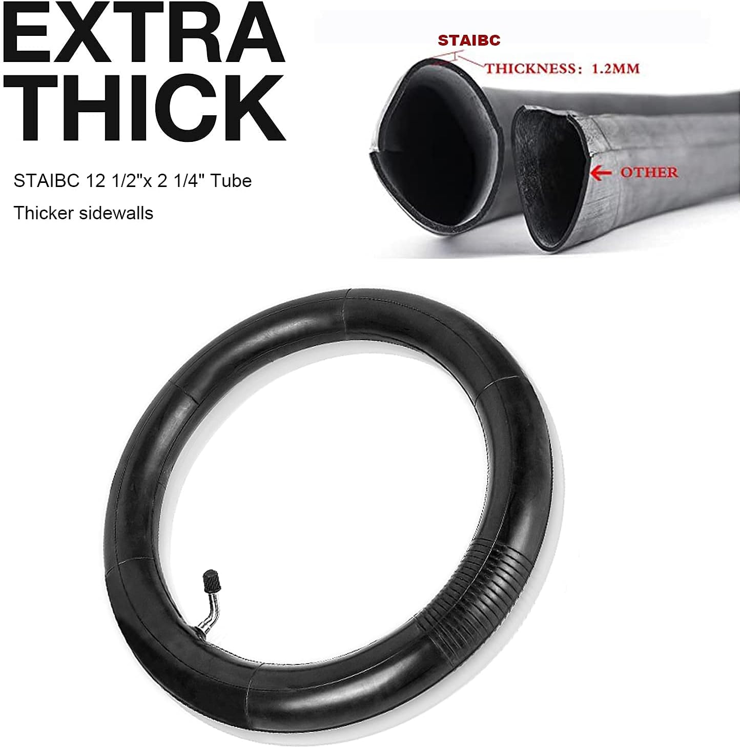 1-Pack 12.5" Scooter Inner Tube 12 1/2 x 2 1/4 Angled Valve Stem 12.5" x 2.25" Tube Compatible with 12.5X1.75 12.5 X 1.95 12.5 X 2.125 12.5 x 2.25