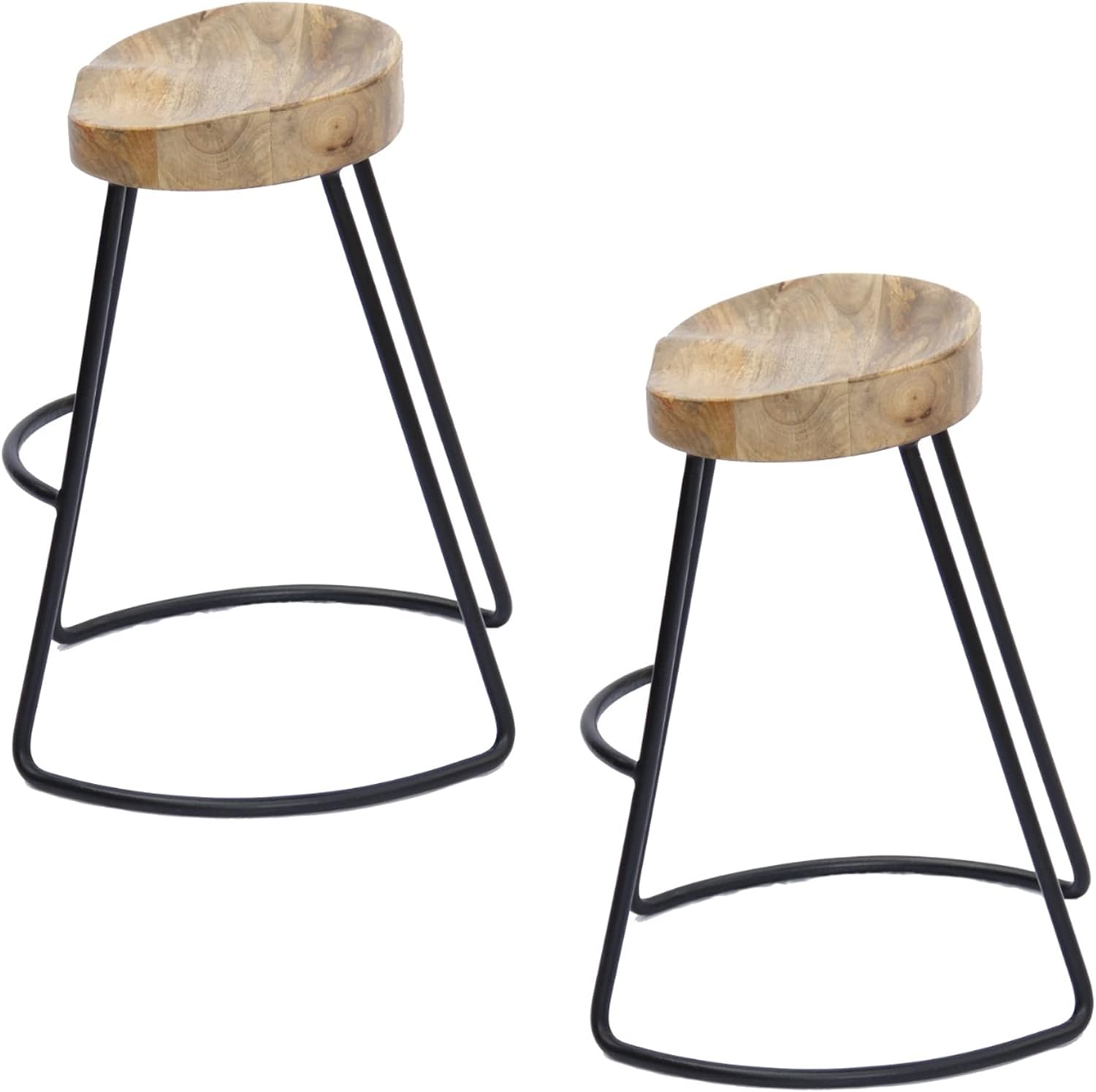 The Urban Port 24 Inch Wooden Saddle Seat Barstool