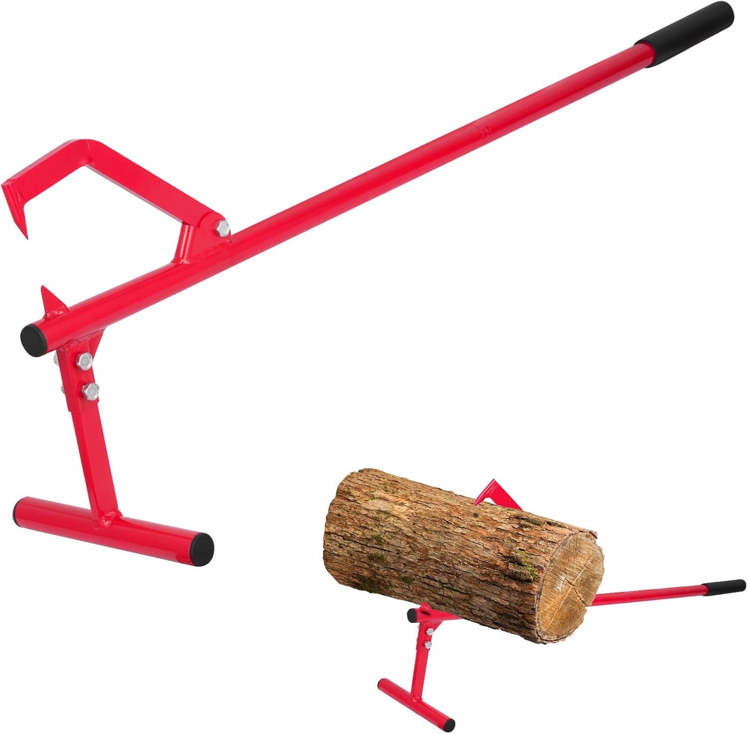 51.18"" Timberjack Log Lifter, Adjustable Log Roller Cant Hook, Heavy-Duty Carbon Steel Log Jack for Rolling and Raising Up The Logs, Log Roller Tool