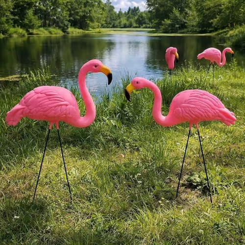 Pink Flamingos Yard Decorations - 2 Pack Extra Large 24" Tall Plastic Flamingo Statue w/Metal Stakes - Lawn Ornaments & Garden Decor for Outdoor