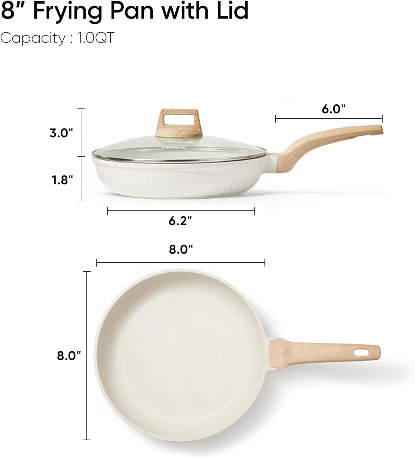CAROTE Non Stick Frying Pan, 12 Inch Classic Granite Skillet with Glass Lid