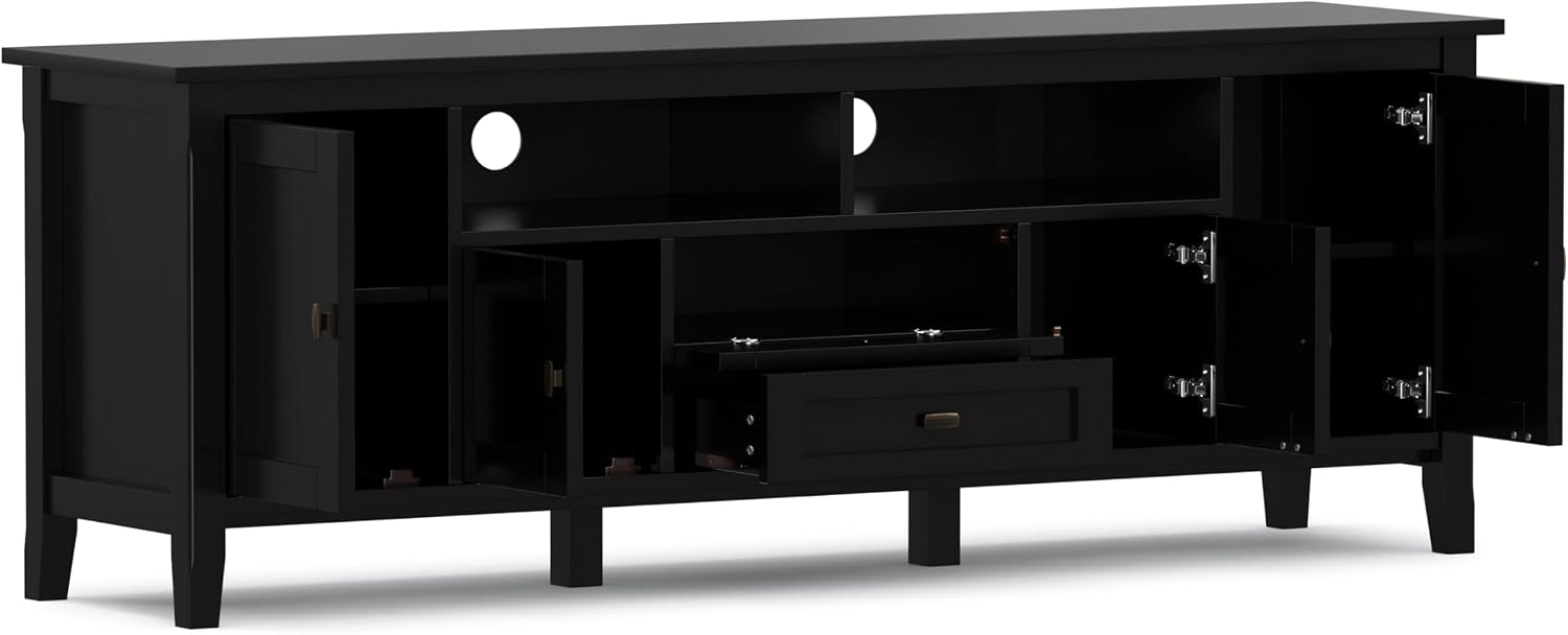 SIMPLIHOME Warm Shaker 47" Wide Solid Wood TV Stand in Light Golden Brown