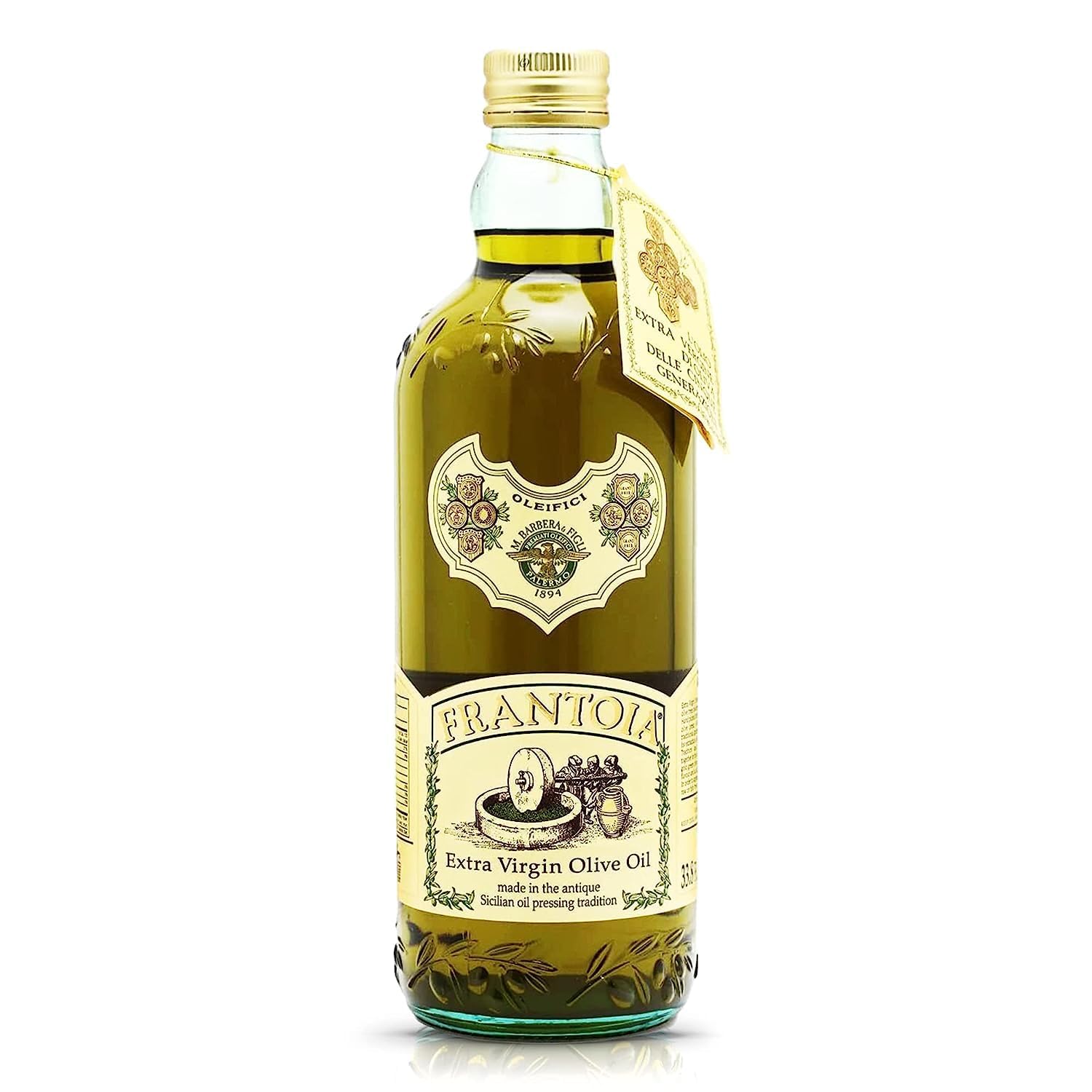 Frantoia Extra Virgin Olive Oil, 33.8 fl oz (1 Liter) – Award-Winning Sicilian EVOO Made from Biancolilla