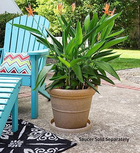 The HC Companies Terrazzo Large Round Plastic Plant Pot w/Rolled Rim - Lightweight & UV Resistant Gardening Pot for Herbs & More - Outdoor & Indoor Plant Pots w/Drainage (17” Black)
