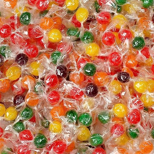 Assorted Fruit Balls Hard Candy, 4 lb Sour Variety, Office Candies | Approx. 520 Pcs, orange, lemon, grape, green apple and cherry sweets for offices, desks, classrooms