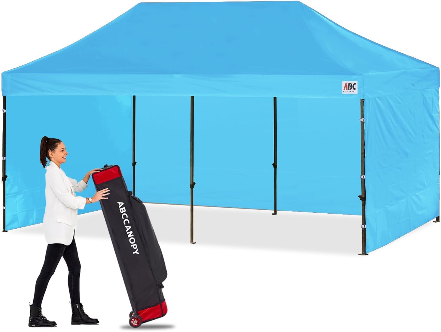 ABCCANOPY Heavy Duty Easy Pop up Canopy Tent with Sidewalls 10x20, Turquoise