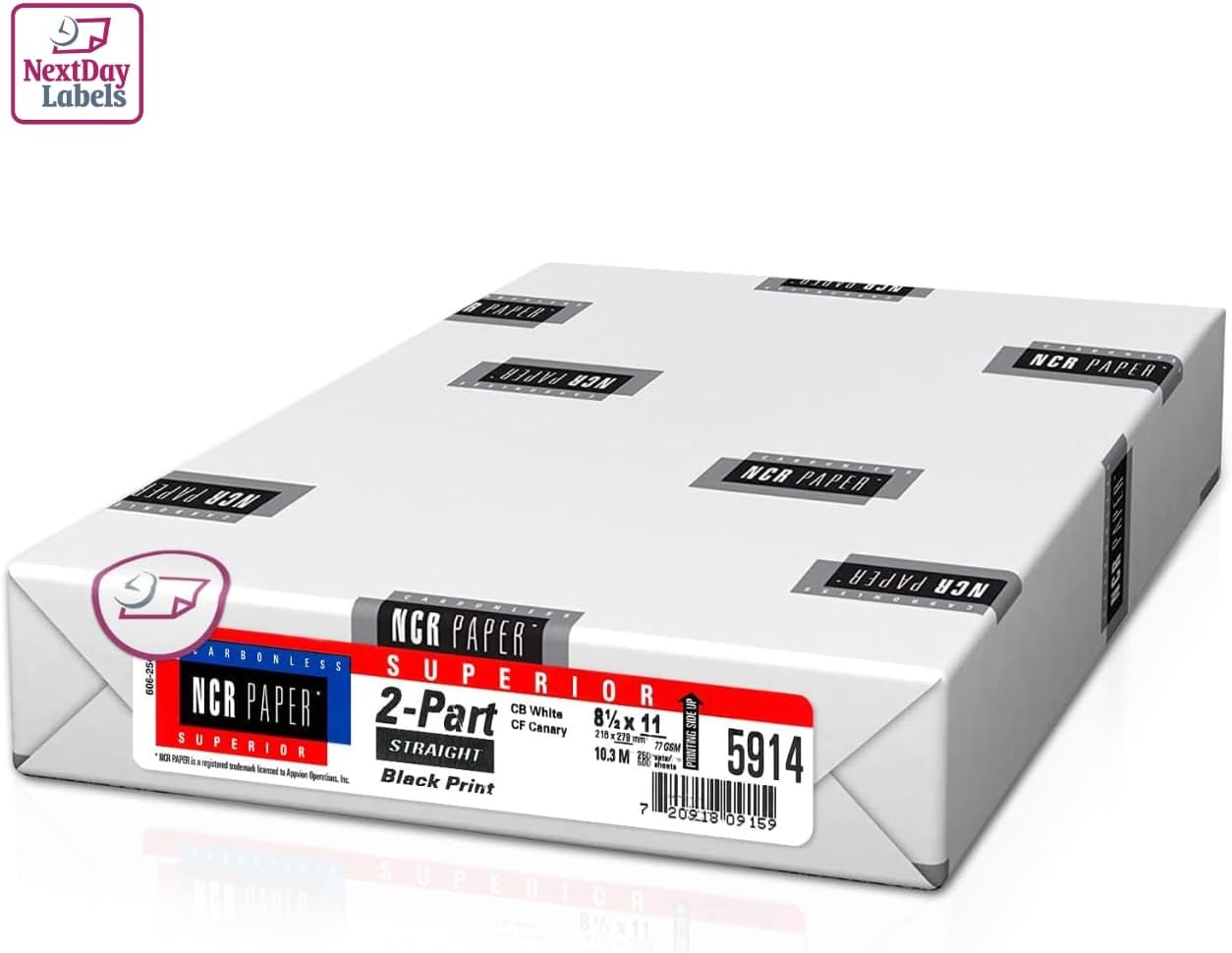 NextDayLabels Carbonless NCR Paper, 2 Part Reverse #5887, 8.5" x 11"