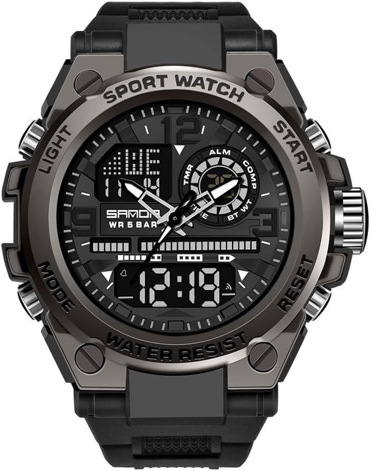 KXAITO Men's Watches Sports Outdoor Waterproof Military Watch Date Multi Function Tactics LED Alarm Stopwatch