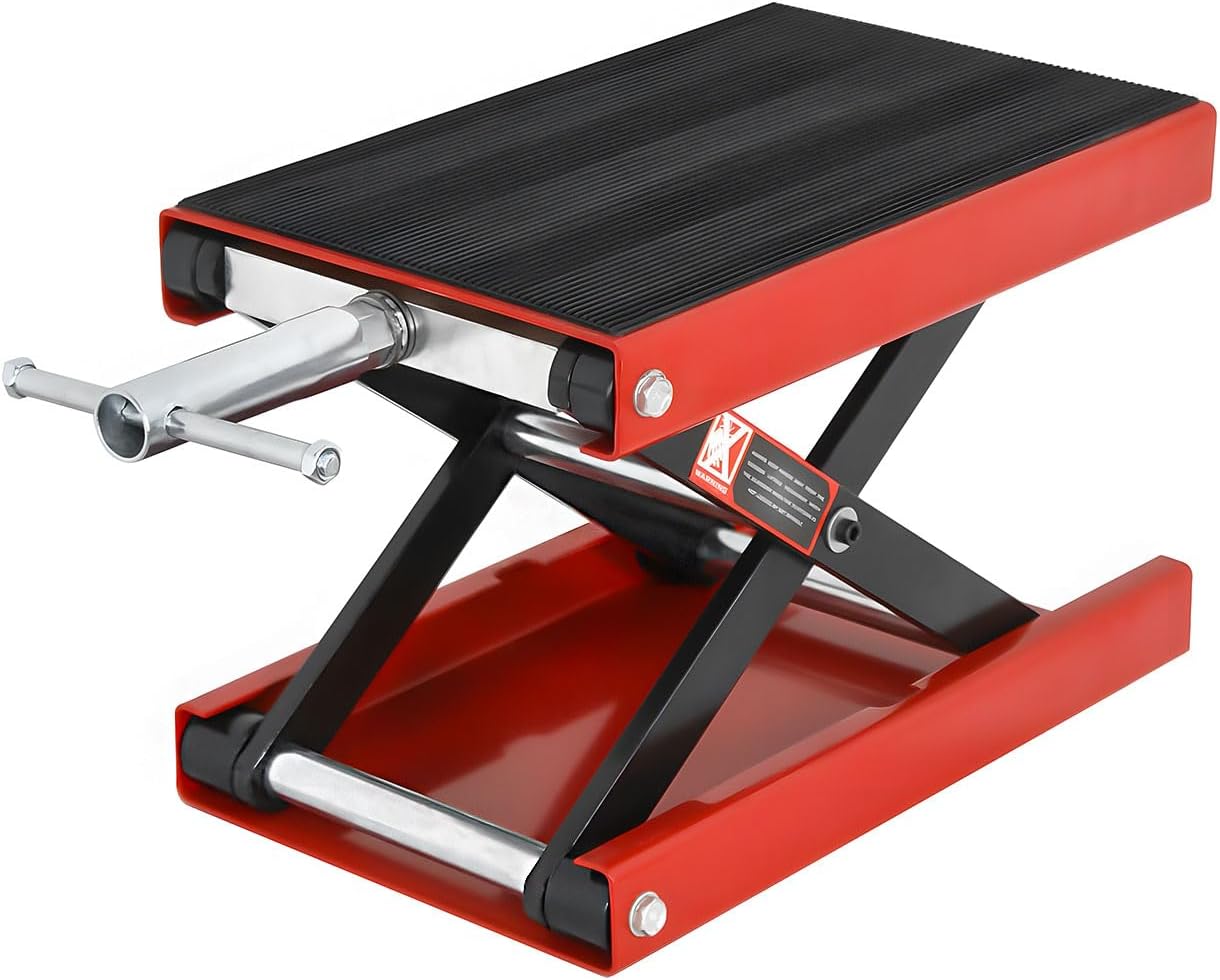 Motorcycle Lift 1100 LB Capacity Wide Deck Motorcycle Center Scissor Lift Jack Hoist Stand for Street Bikes Cruisers Touring Motorcycles Scooter ATVs