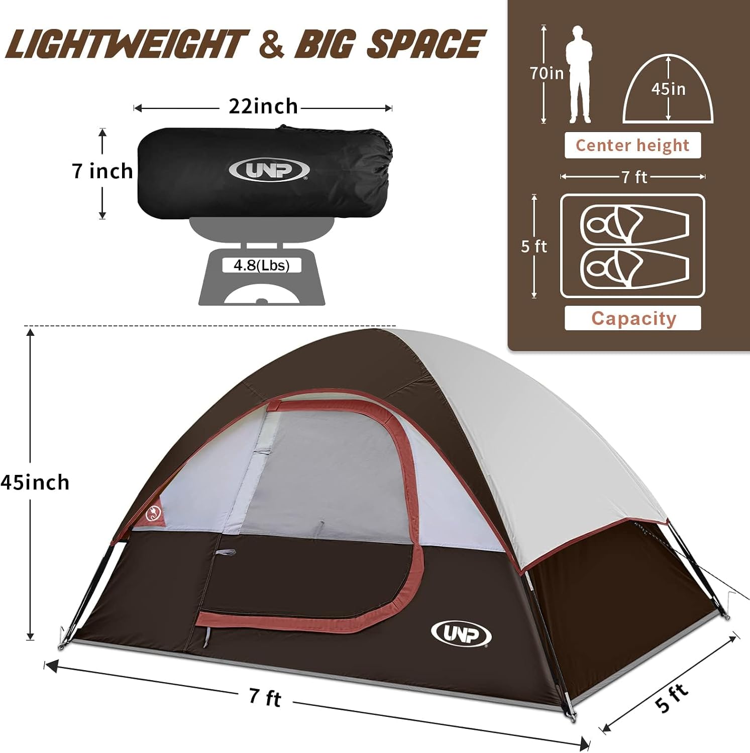Camping Tent 2-4 Person, Waterproof Windproof Tent with Rainfly Easy Set up-Portable Dome Tents for Camping…