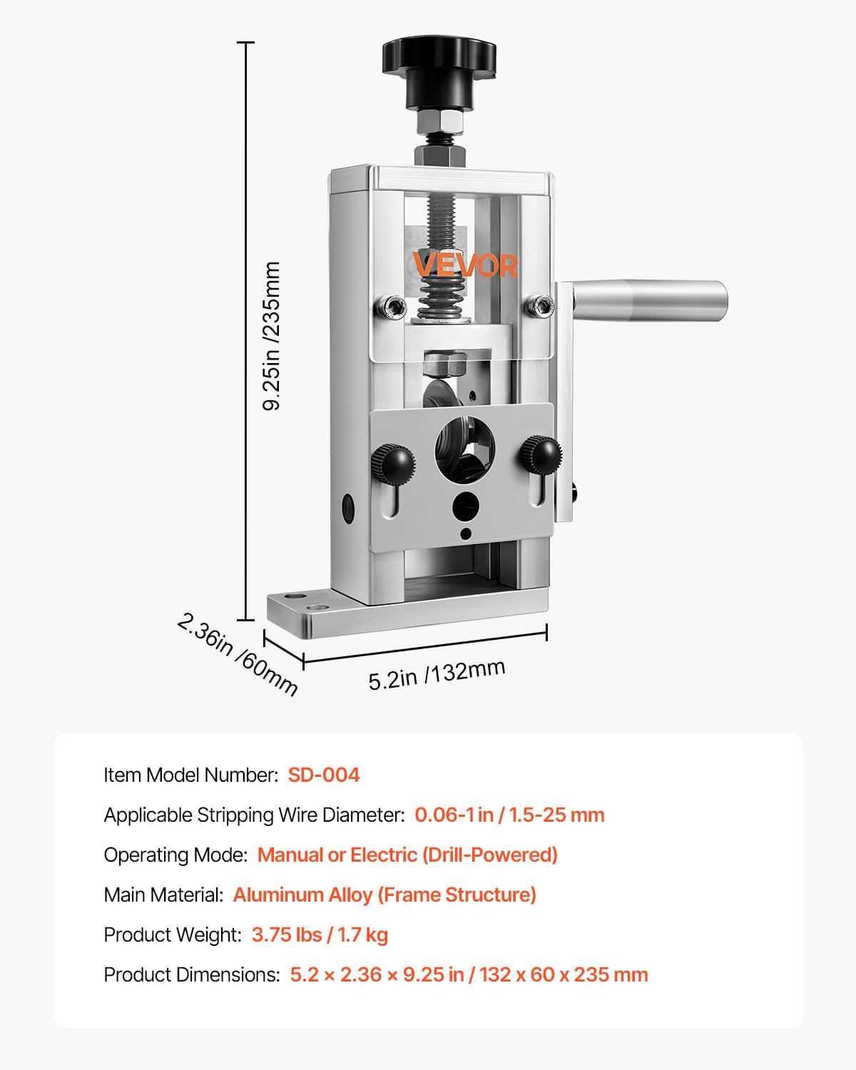 VEVOR Wire Stripping Machine 0.06-1.5 inch, 11 Channels 10 Blades